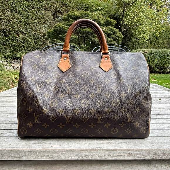 w/ Lock & Key Louis Vuitton Monogram Speedy 35 Bag Vintage Preowned Duffel - Picture 2 of 13
